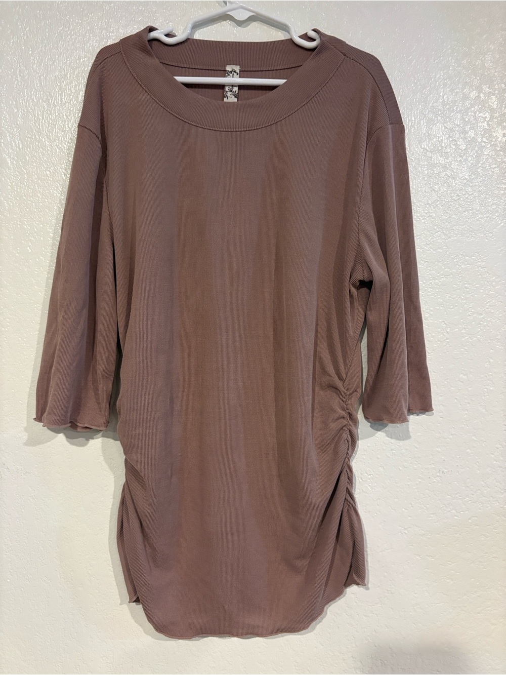 Free People Ribbed Brown Side-Ruched Tunic